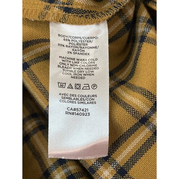 Loft Women's Mustard Yellow & Black Grid Pattern High Waist Short Skirt Sz 6P - Picture 7 of 8